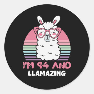 Adesivo Engraçado Adorável Llama 94º Presente De Aniversár