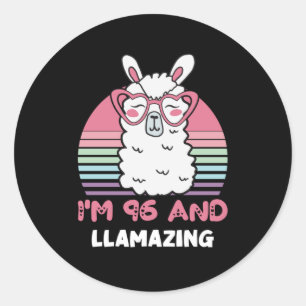 Adesivo Engraçado Adorável Llama 96º Presente De Aniversár