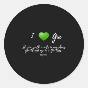 Adesivo Engraçado Adoro Gin Drinker Heart Party Gift