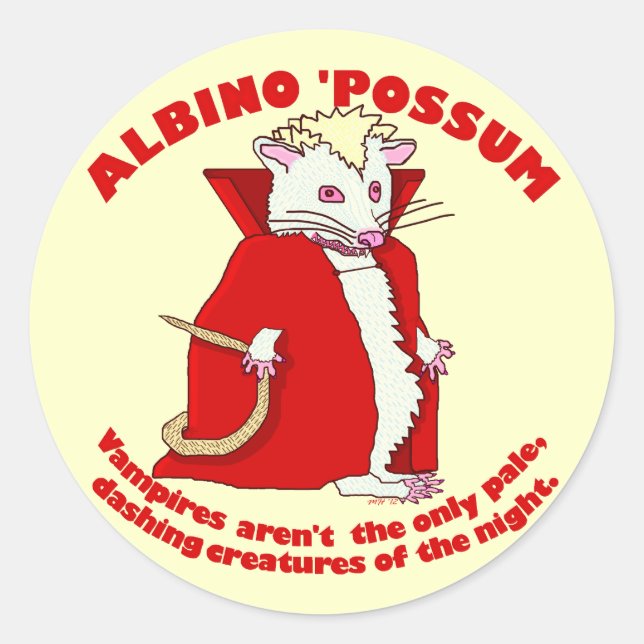 Adesivo Engraçado Albino Possum Vampiro Humor Animal (Frente)