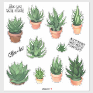 Adesivo Engraçado Aloe Vera Puns Sticker Pack