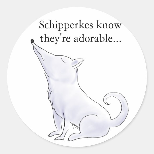 Adesivo Engraçado Aloof Schipperke Dog Cartoon (Frente)