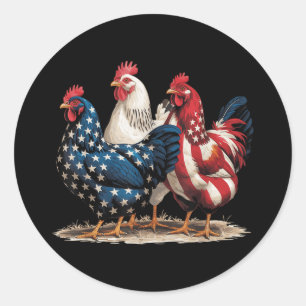 Adesivo Engraçado American Flag Rooster Independence Day 4