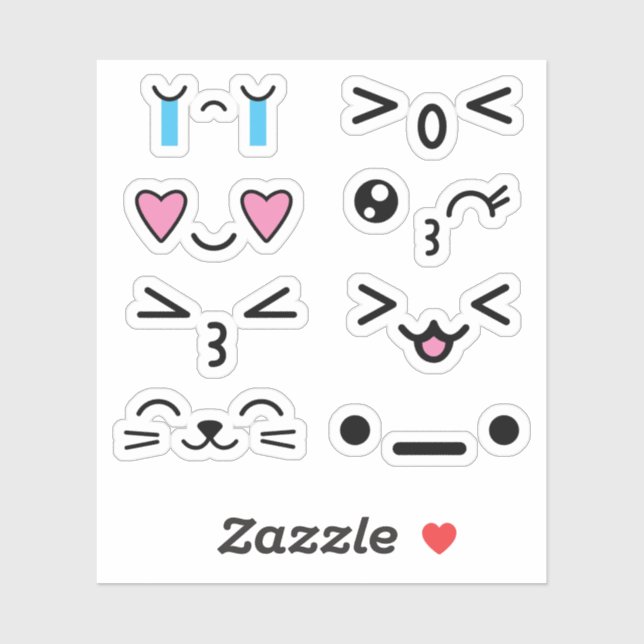 Adesivo Engraçado Anime Kawaii Encarado Encarados (Folha)