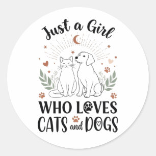 Adesivo engraçado Apenas uma garota que ama gatos e cães m