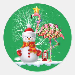 Adesivo Engraçado Árvore de Natal Flamingo Hat Papais noei