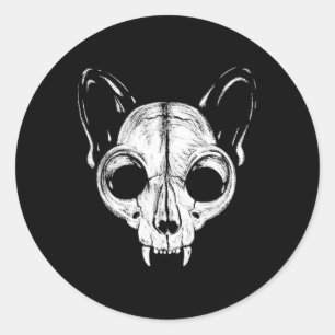 Adesivo Engraçado Assustador Gato Felino Skeleton Hallo