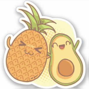 Adesivo Engraçado Avocado Pineapple Melhor Amigos BFF Kaw