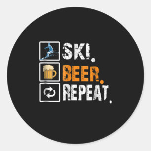 Adesivo Engraçado Beer Ski Repetir Esqui e Esquiadores
