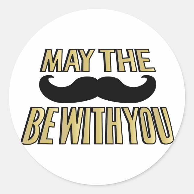 Adesivo Engraçado bigode- Que o bigode esteja com você (Frente)
