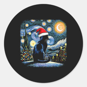 Adesivo Engraçado Black Cat Santa Hat Feliz de Natal Ch