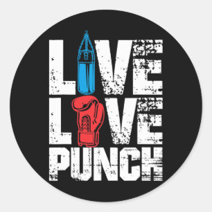 Adesivo Engraçado Boxando, Tee Live Love Punch