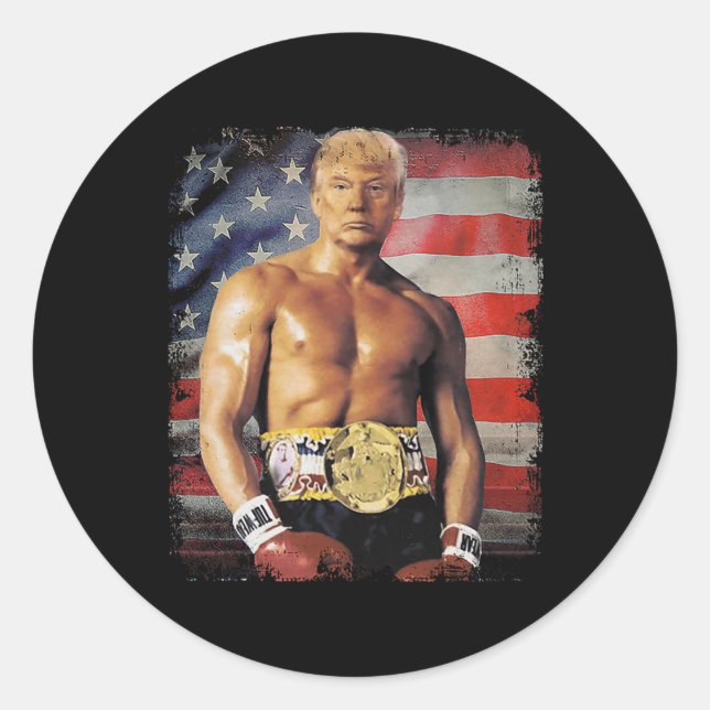 Adesivo Engraçado Boxer Trump Trump Rocky Meme (Frente)
