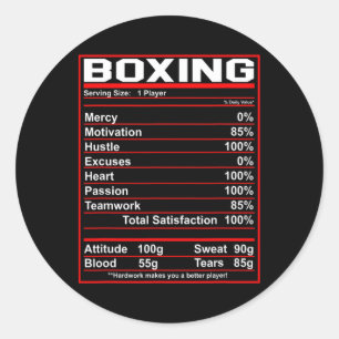 Adesivo Engraçado Boxing Nutrition Facts Boxer