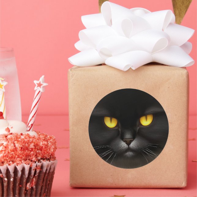 Adesivo Engraçado Bravo Gato Persa Preto Fluffy (Festa)