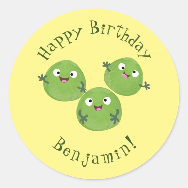 Adesivo Engraçado Bruxelas brota caricatura de legumes (Frente)