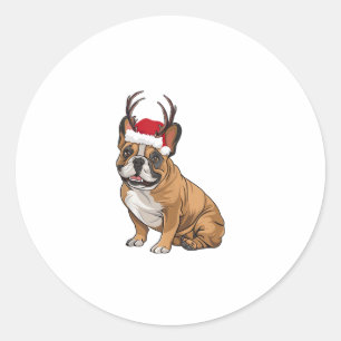 Adesivo Engraçado Buldogue francês Natal Santa Hat Reindee