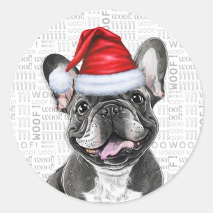 Adesivo Engraçado Bulldog Francês com o Natal da Arte