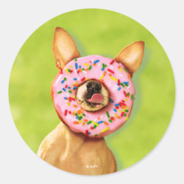 Adesivo Engraçado Cachorro Chihuahua com Rosquinha de aspe