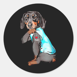 Adesivo Engraçado Cachorro Dachshund Tatuagem Eu Amo Mamãe
