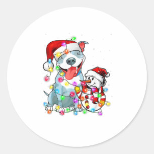 Adesivo Engraçado Cachorro de Natal Tee Snowman Xmas Light