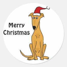 Adesivo Engraçado Cachorro Greyhound na Arte de Natal do P