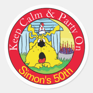 Adesivo Engraçado Cachorro HUH! festa de aniversário!