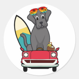 Adesivo Engraçado Cachorro Negro está dirigindo para a pra