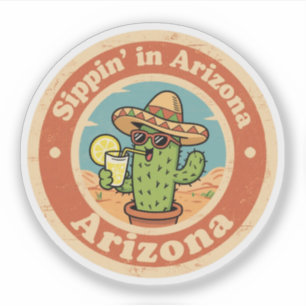 Adesivo Engraçado Cacto de Arizona Vintage para Beber