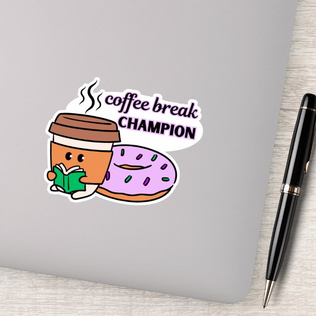 Adesivo Engraçado Café Break Champion (Criador carregado)