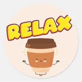Adesivo Engraçado Café relaxe Clássico Redondo