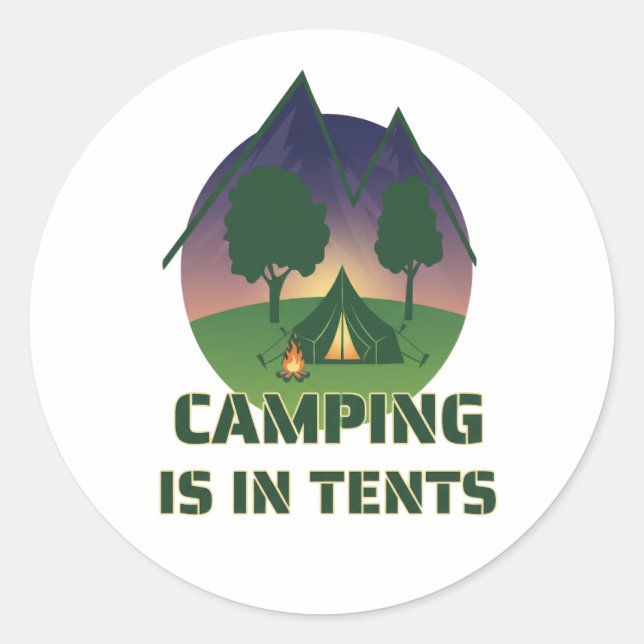 Adesivo Engraçado "Camping In Tents", Arranjo De Aventura  (Frente)