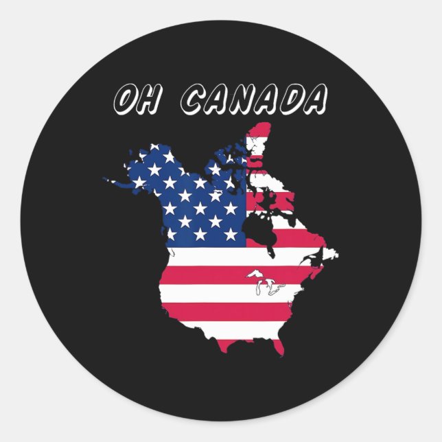 Adesivo Engraçado, Canadá Engraçado Mapa Dos Eua (Frente)
