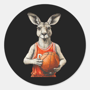 Adesivo Engraçado Canguru Com Costume De Basquete E Jersey