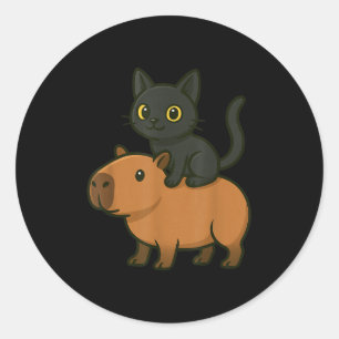 Adesivo Engraçado Capybara Black Cat Amante de os animais 