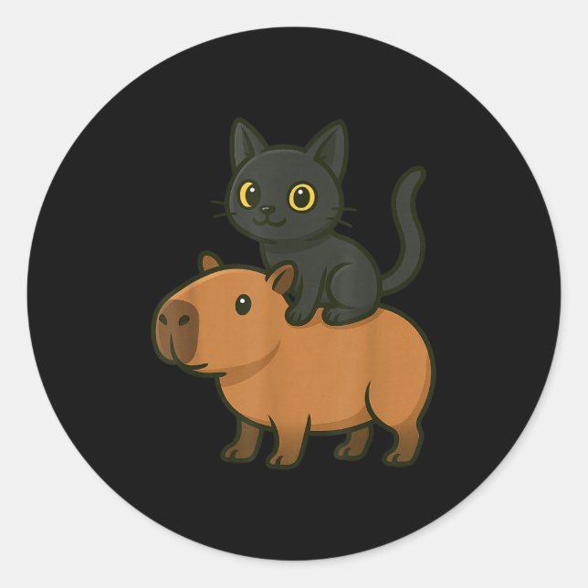 Adesivo Engraçado Capybara Black Cat Amante de os animais  (Frente)