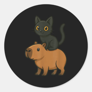 Adesivo Engraçado Capybara Black Cat Amante de os animais