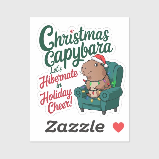 Adesivo Engraçado Capybara Christmas Sticker (Folha)