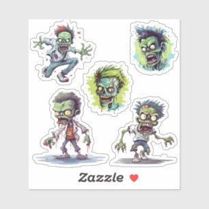 Adesivo Engraçado Cartoon 5 Zombie Louco