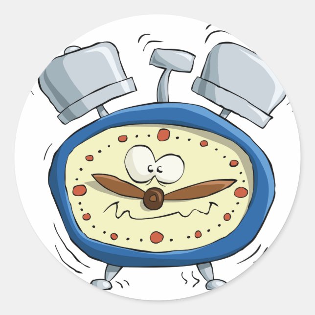 Adesivo Engraçado Cartoon Alarm Clock Quirky Acordando (Frente)