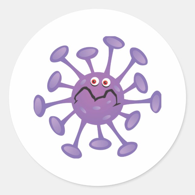 Adesivo Engraçado Cartoon Germ Bacteria (Frente)
