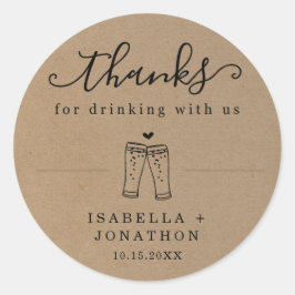 Adesivo Engraçado Casamento de Cerveja Obrigado / Obrigado