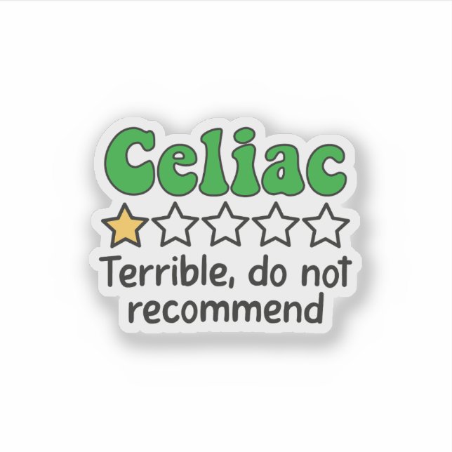 Adesivo Engraçado Celiac - Terrível, Não Recomende Sticker (Frente)