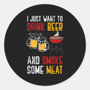 Adesivo Engraçado Chef de Carne Fumada Bebendo de Cerveja