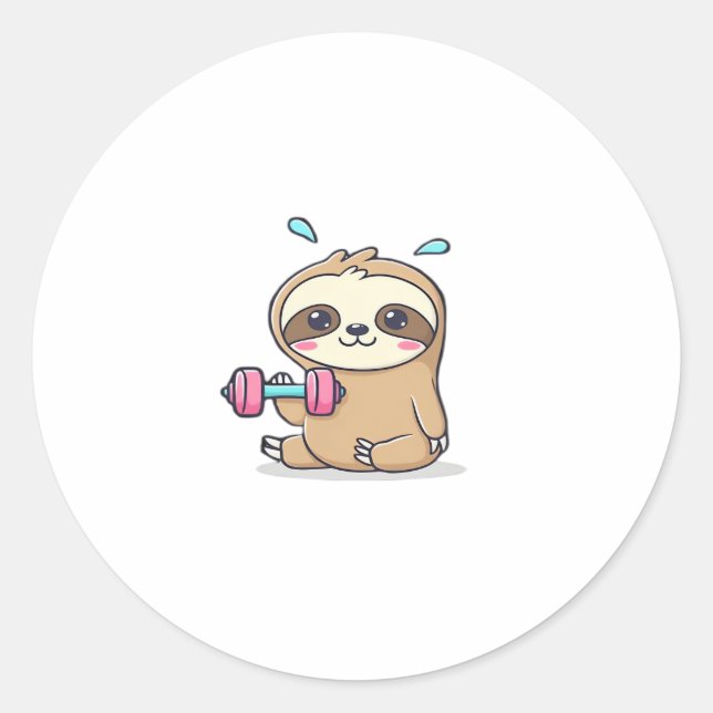 Adesivo Engraçado Chibi Sloth Workout - Um Bom Cartoon Kaw (Frente)