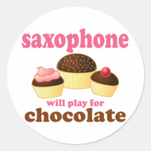 Adesivo Engraçado Chocolate Saxofone