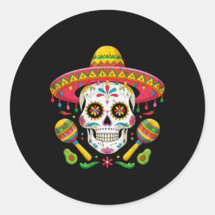 Adesivo Engraçado Cinco De Mayo Engraçado Crânio Com Chapé