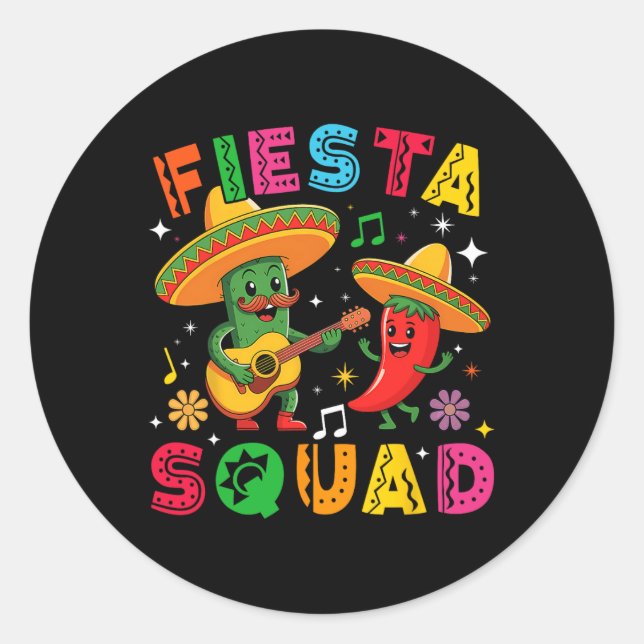 Adesivo Engraçado Cinco De Mayo Fiesta Squad Correspondênc (Frente)