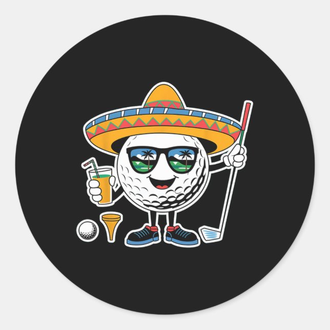 Adesivo Engraçado Cinco De Mayo Golf Byll Com Sombrero Mar (Frente)