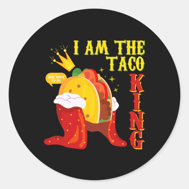 Adesivo Engraçado Cinco De Mayo Tee Eu Sou O Taco King (Frente)